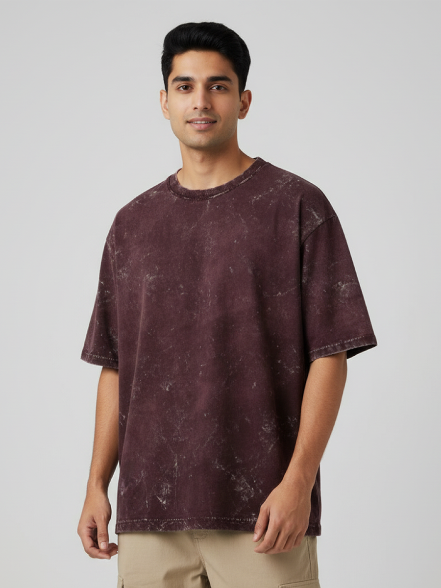 Men Oversized Acid Washed T-Shirt | 240 GSM Heavyweight Vintage Tee