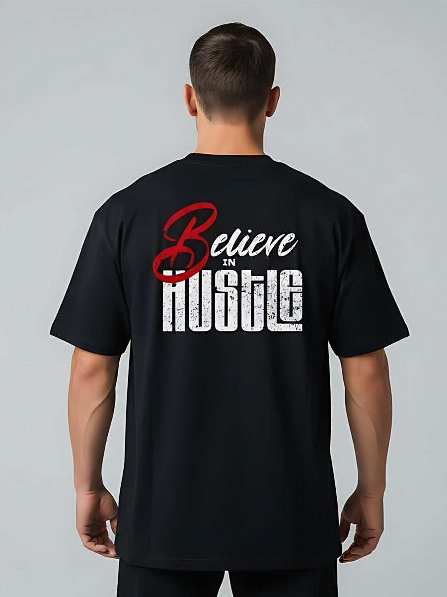 "Believe in Hustle" Oversized Streetwear T-Shirt