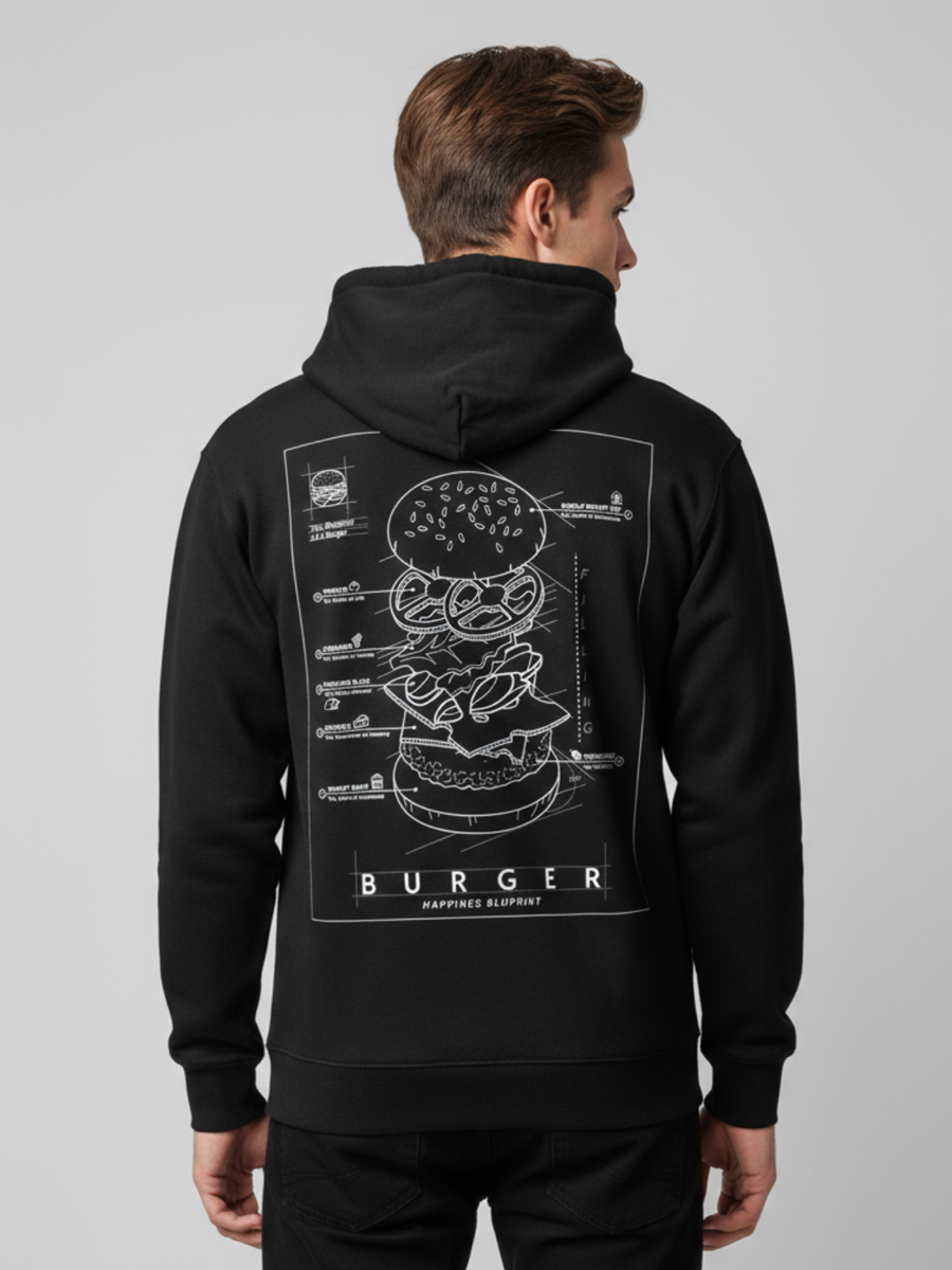"Burger Blueprint" Hoodie | 300 GSM Heavyweight Foodie Pullover
