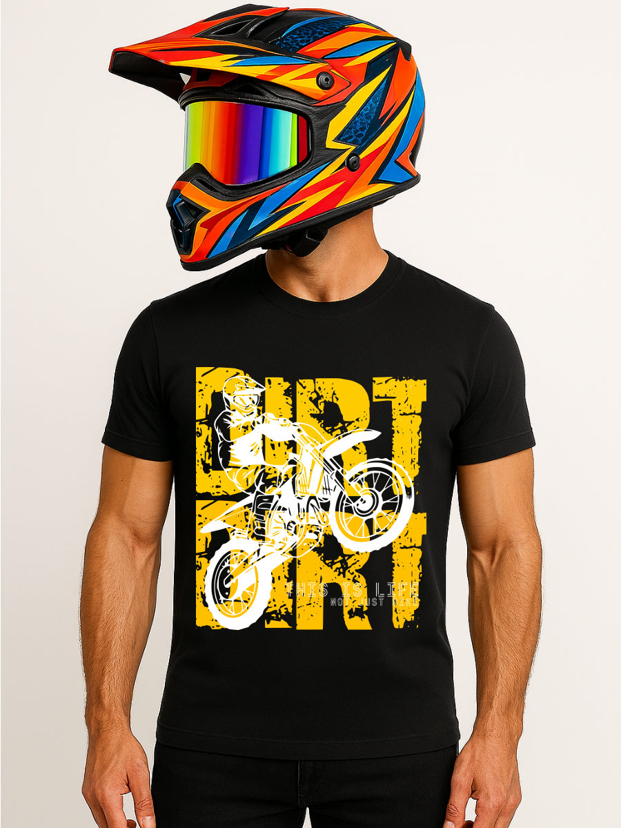 Dirt Bike Graphic T-Shirt for Men & Women – Unisex Motocross Rider Tee | 100% Cotton | Dark Mode