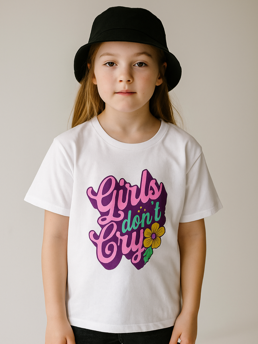 Trendy Kids Girls Don’t Cry Graphic Tee (5–13 Yrs)
