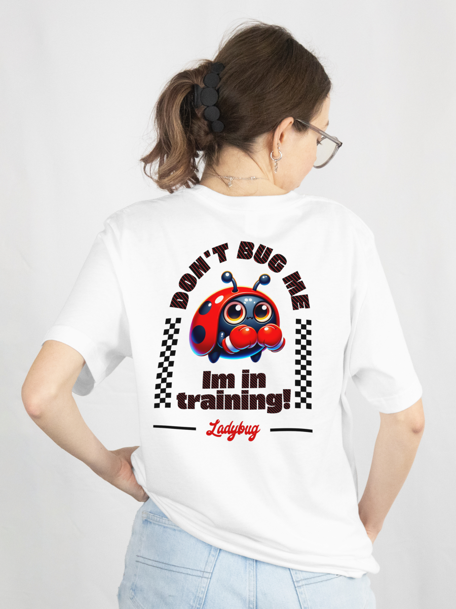 Women’s Oversized Cotton T‑Shirt – “Don’t Bug Me” Ladybug Graphic Tee