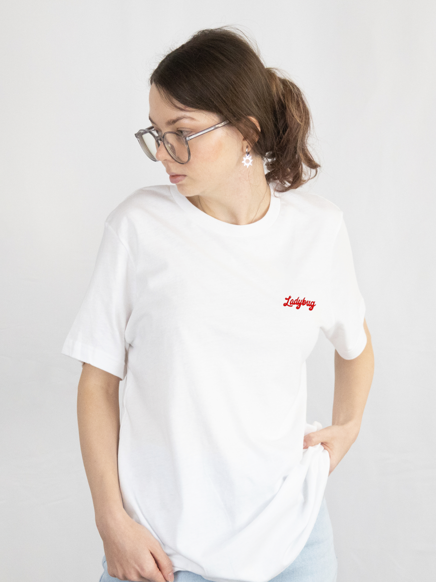 Women’s Oversized Cotton T‑Shirt – “Don’t Bug Me” Ladybug Graphic Tee