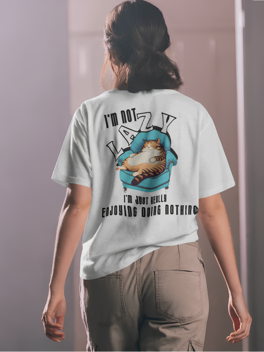 Unisex Oversized Lazy Cat T-Shirt –  Tee with 180 GSM Cotton by ToggMuse - Light Mode
