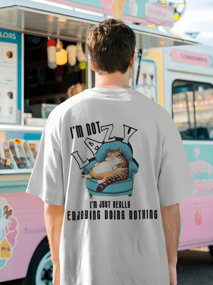 Unisex Oversized Lazy Cat T-Shirt –  Tee with 180 GSM Cotton by ToggMuse - Light Mode