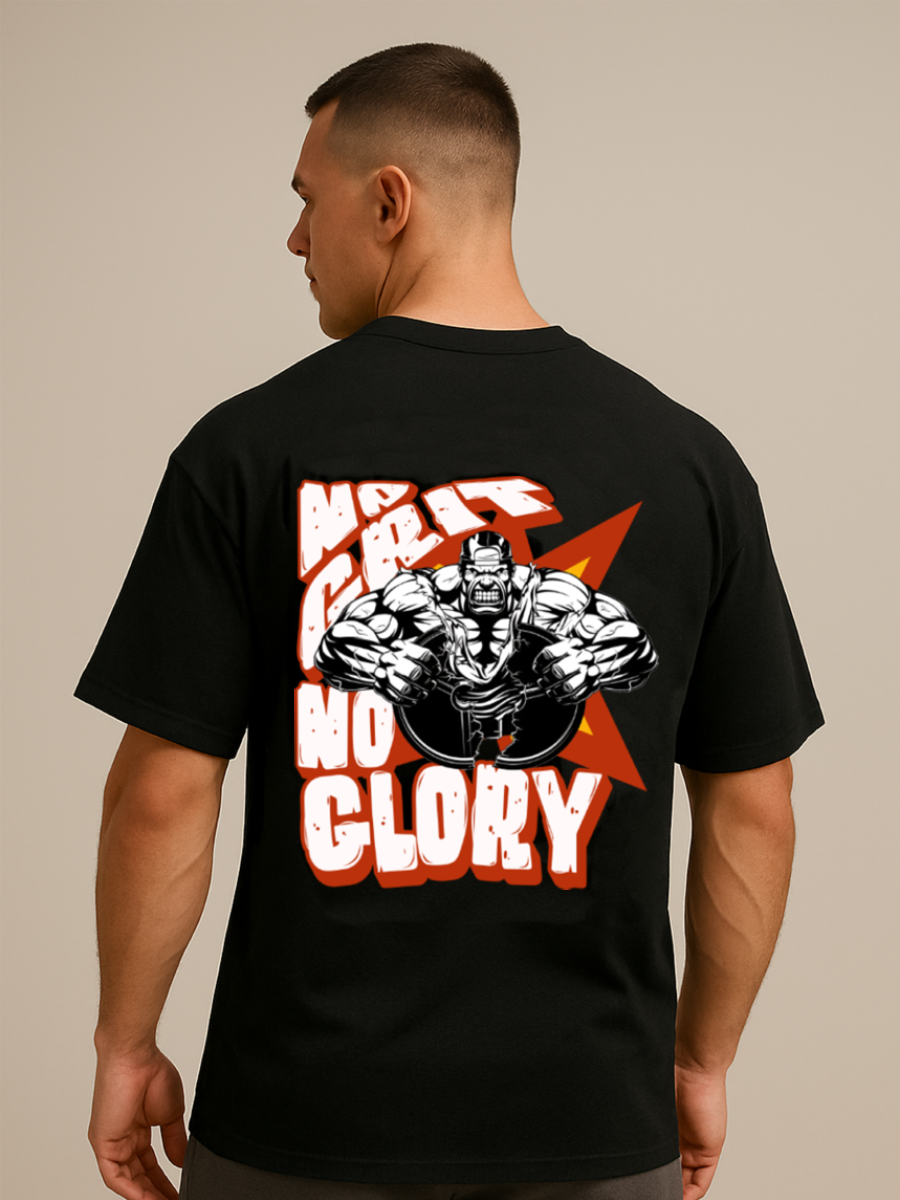 Men’s No Grit No Glory Graphic Printed Cotton T-Shirt
