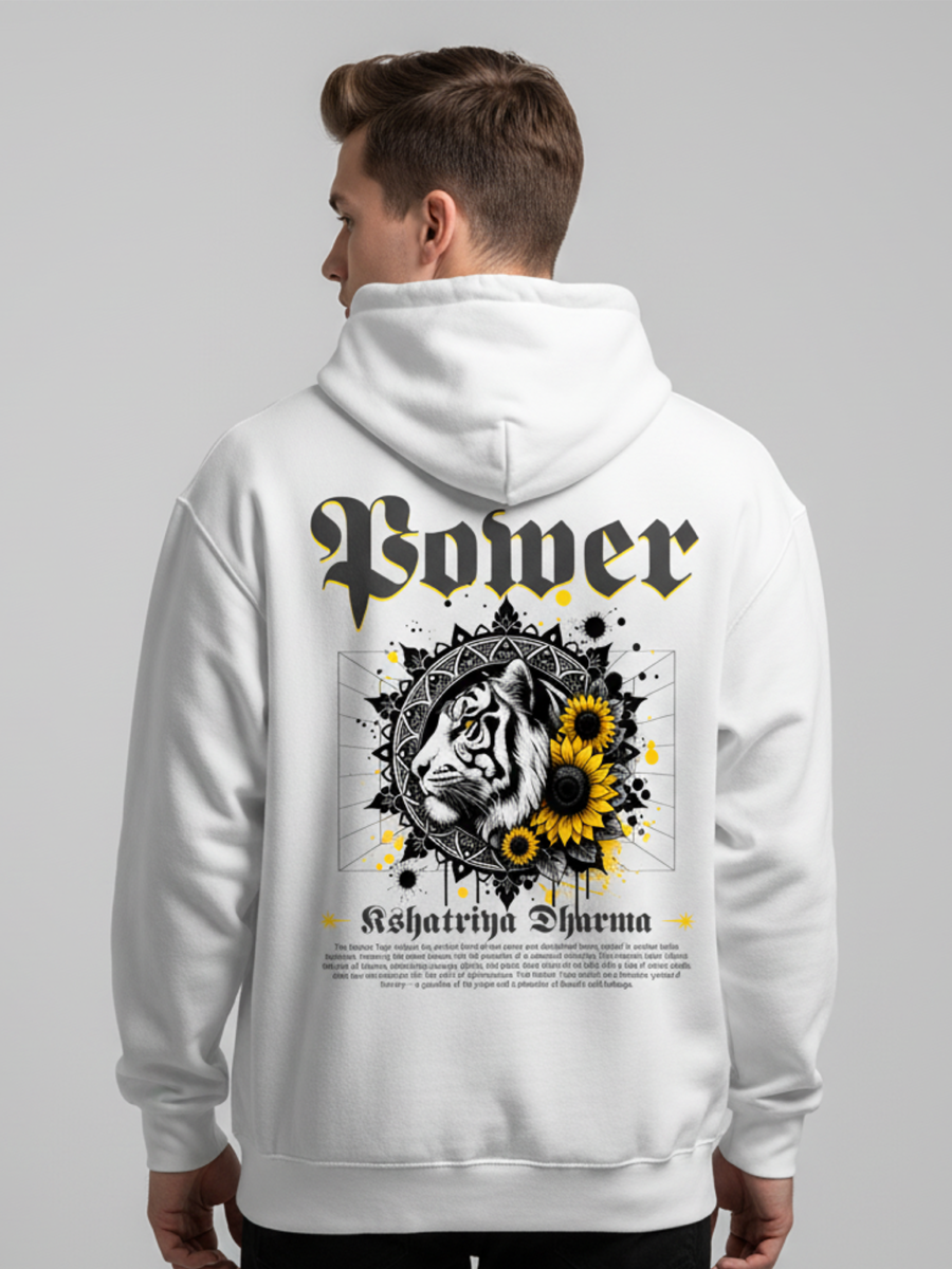 Unisex Oversized "Power" Tiger Hoodie | 400 GSM Heavyweight Streetwear Pullover