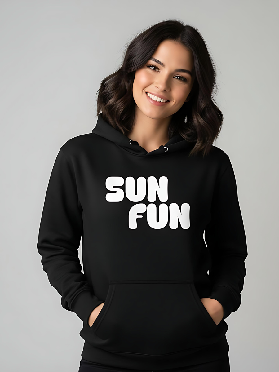 "SUN FUN" Bold Graphic Hoodie | 300 GSM Heavyweight Vacation Pullover