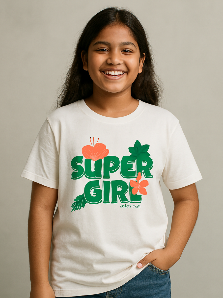 'Super Girl' Kids Graphic Cotton T-Shirt (5–13 Yrs)