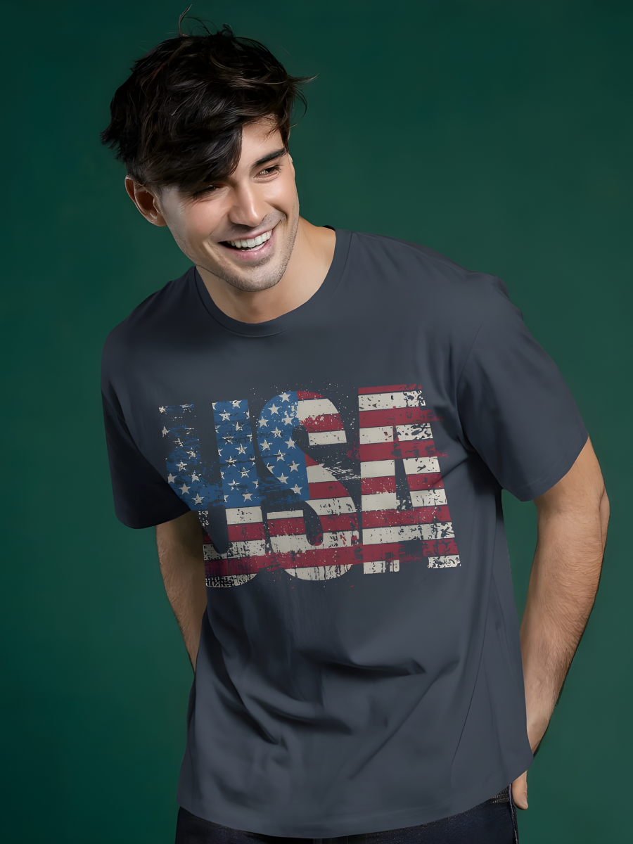 USA Flag Text T-Shirt by ToggMuse – Classic Unisex Fit