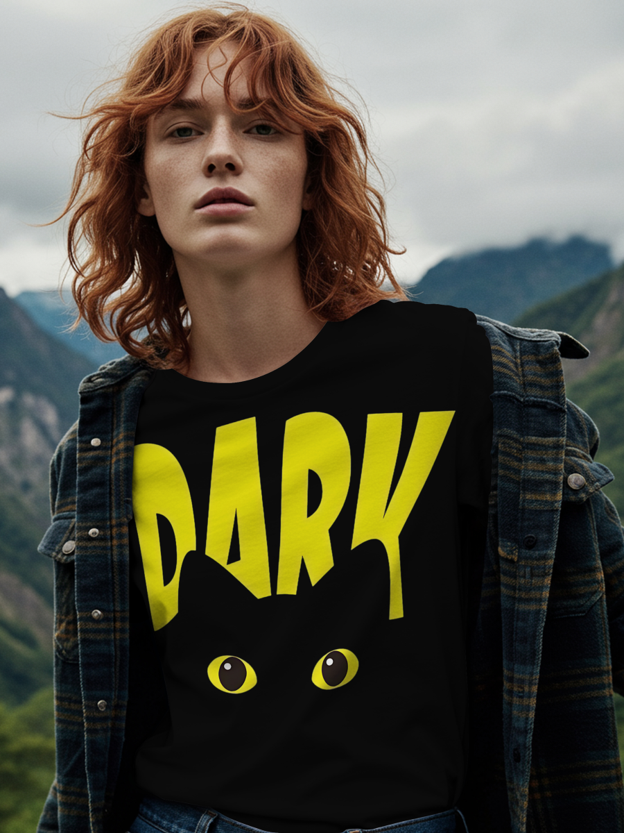 Dark Cat Eyes Oversize T-Shirt – Unisex Streetwear Graphic Tee by ToggMuse | Dark Cat Edition | 100% Cotton